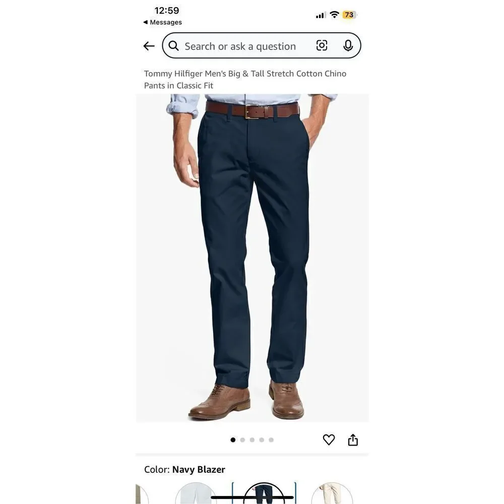 TOMMY HILFIGER | big & tall classic cotton chino pants navy 36 x 36” NEW